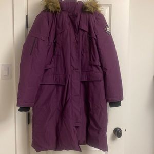 Winter Parka. Down. Plum colour. As warm as Canada Goose. Knee Length